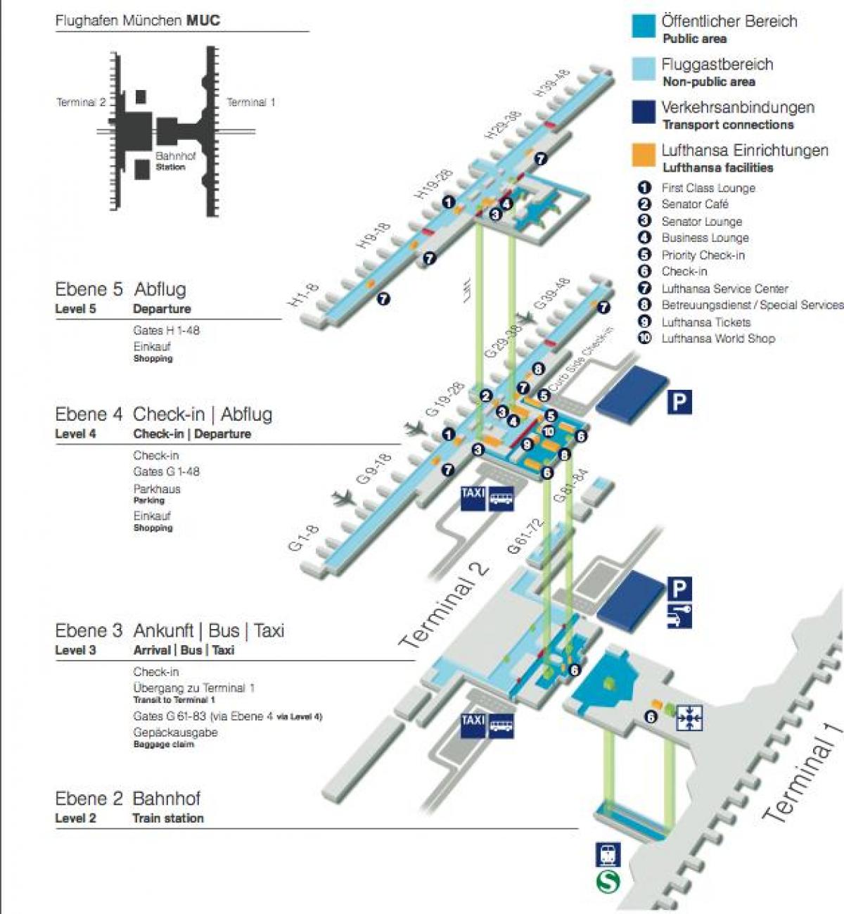 Mapa de l'aeroport de munic, lufthansa