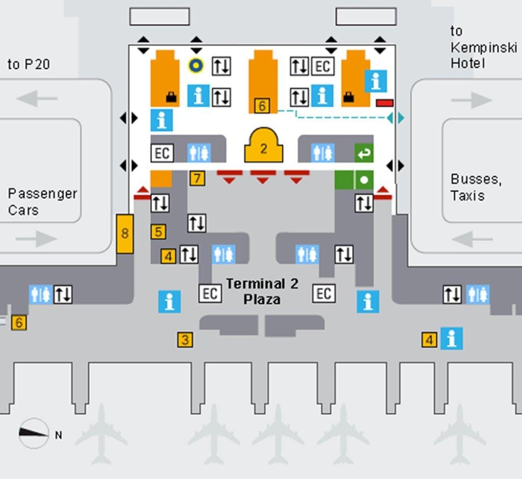 Mapa de l'aeroport de munic arribades