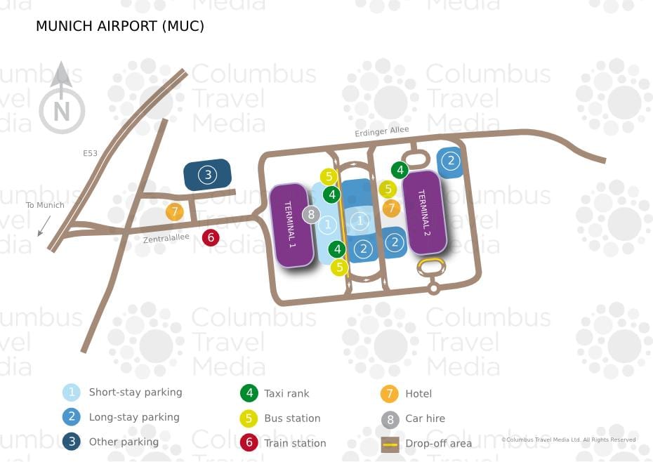 Mapa de l'aeroport de munic, l'estació de tren