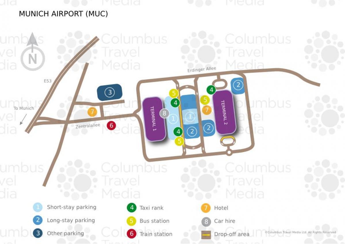 Mapa de l'aeroport de munic, l'estació de tren